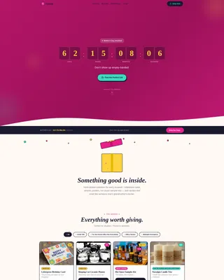 Gift Shop Landing Page Template | Card Grid & Countdown