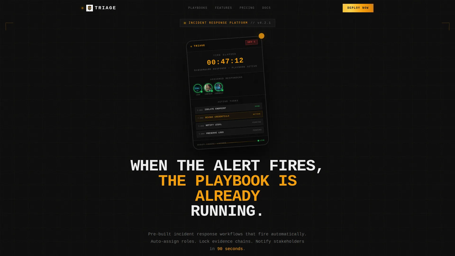 Brutalist Incident Response Playbook Landing Page