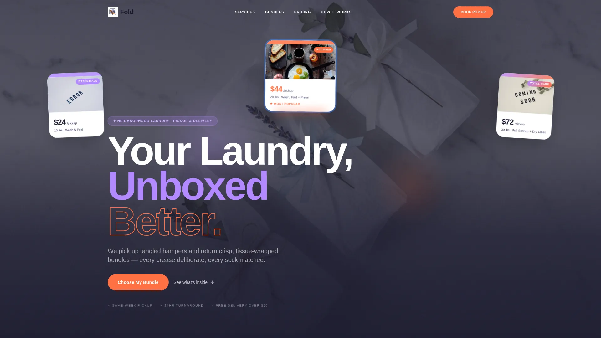 Full-Service Laundry Bundle Landing Page Template