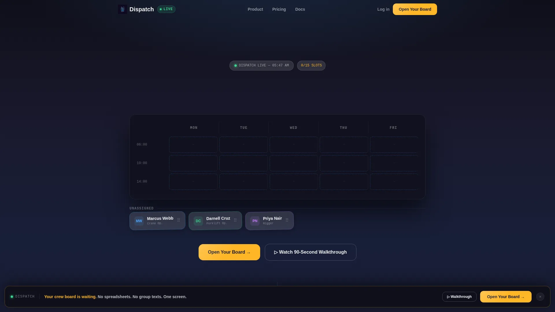 Industrial Booking System Landing Page Template