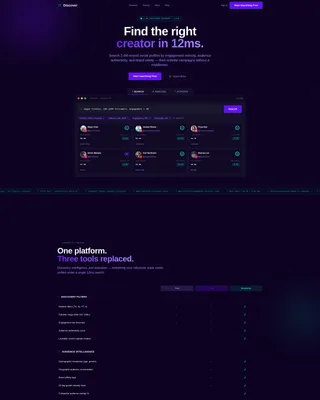 Electric Influencer Discovery Platform Landing Page