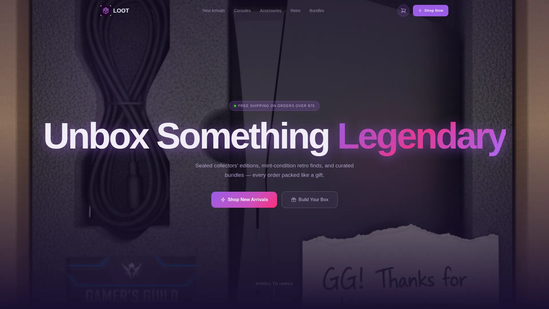Immersive Gaming Store Landing Page Template