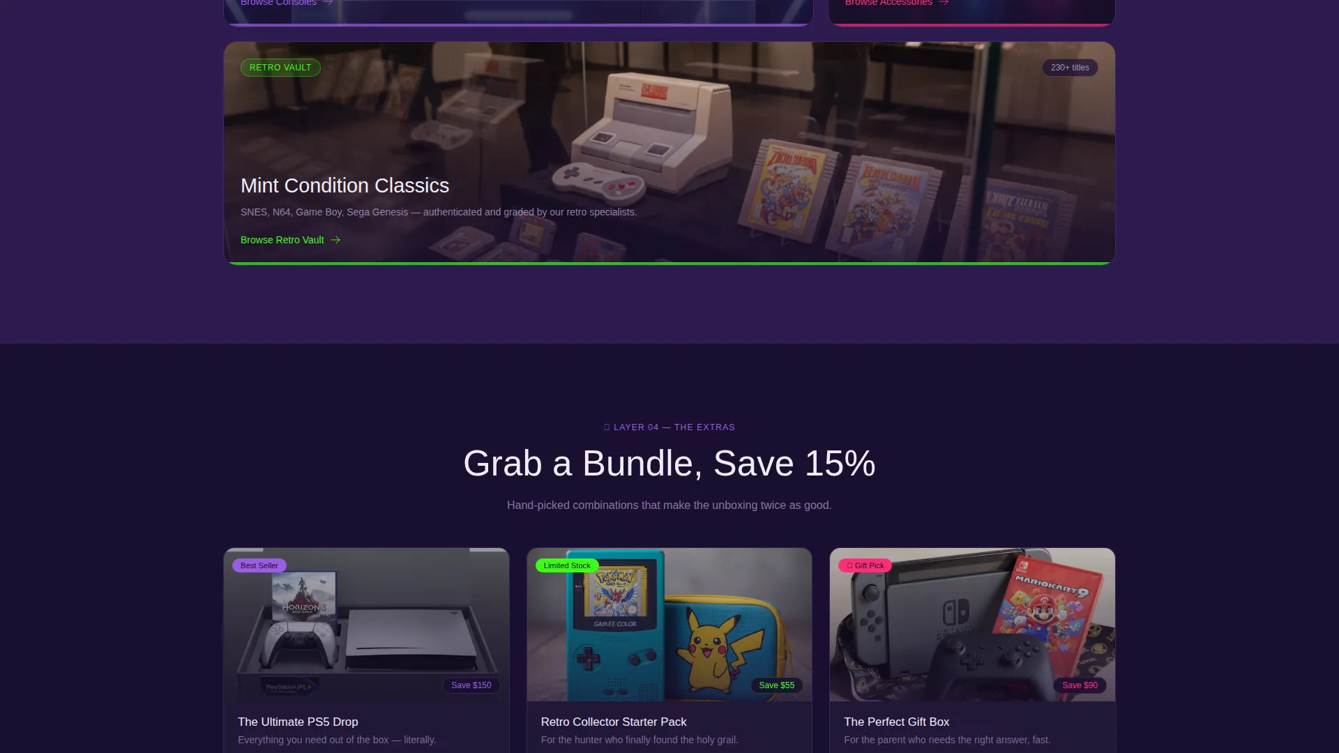Immersive Gaming Store Landing Page Template