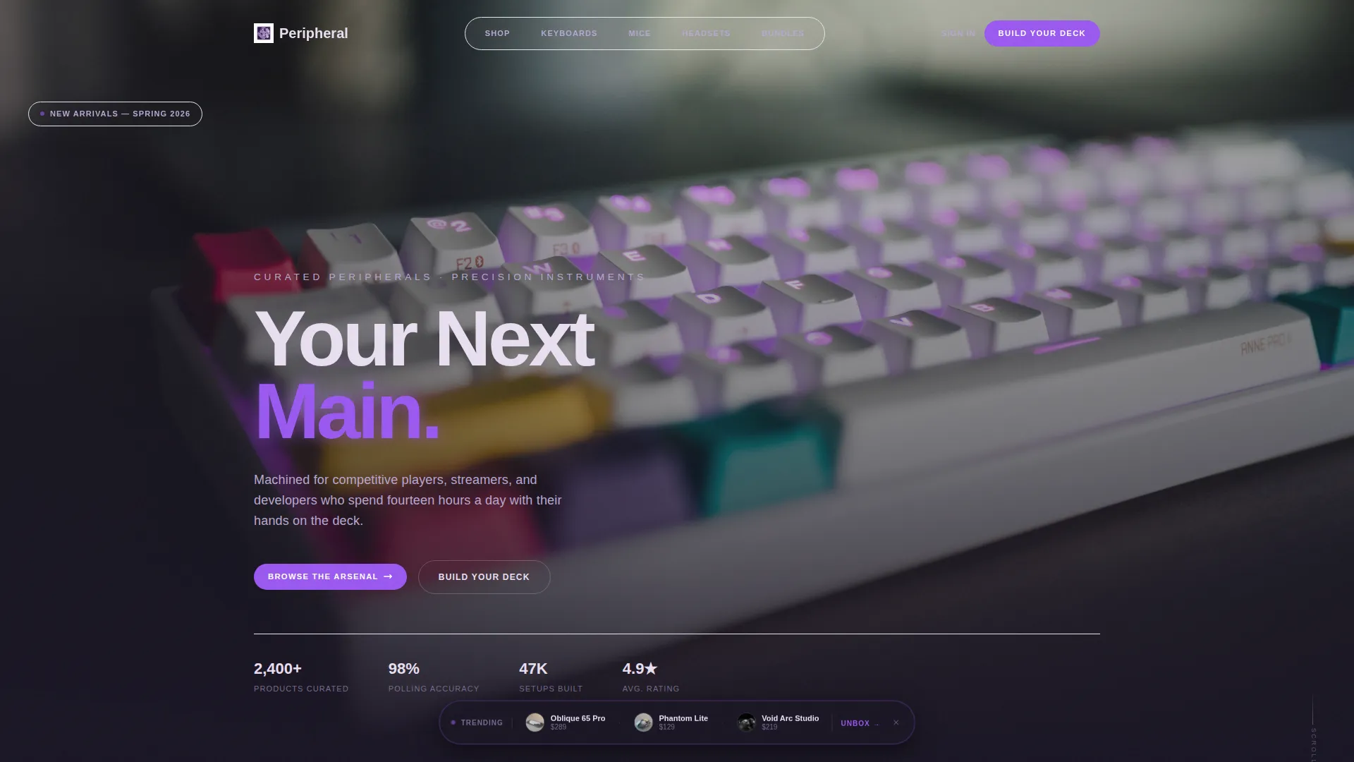Premium Gaming Peripherals Landing Page Template