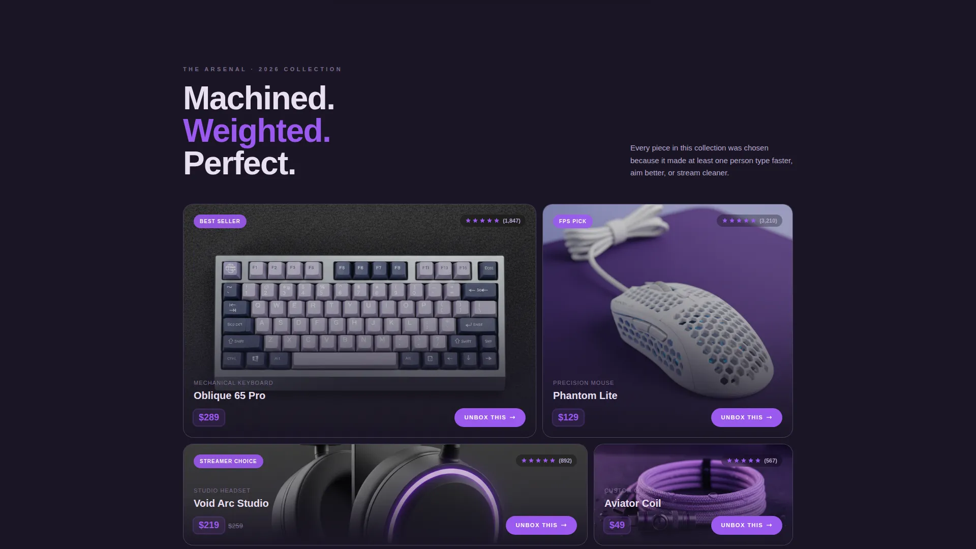 Premium Gaming Peripherals Landing Page Template