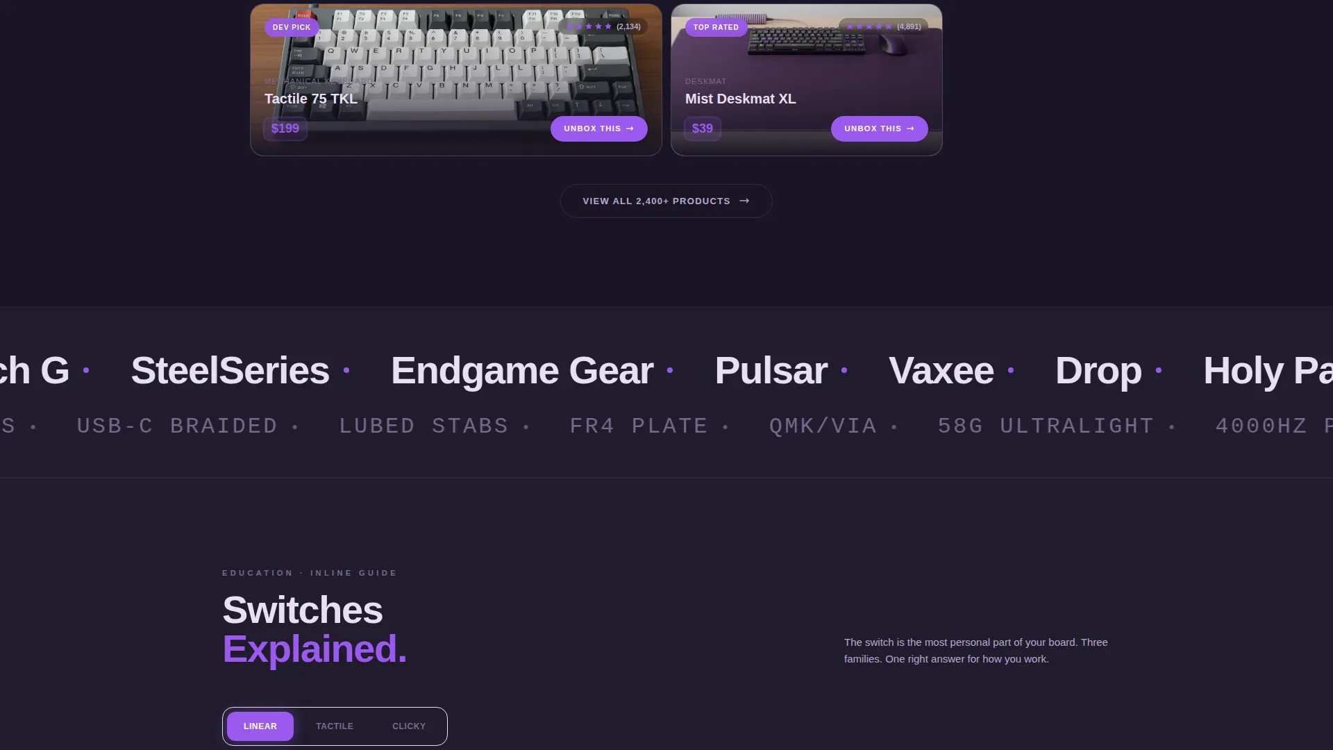 Premium Gaming Peripherals Landing Page Template
