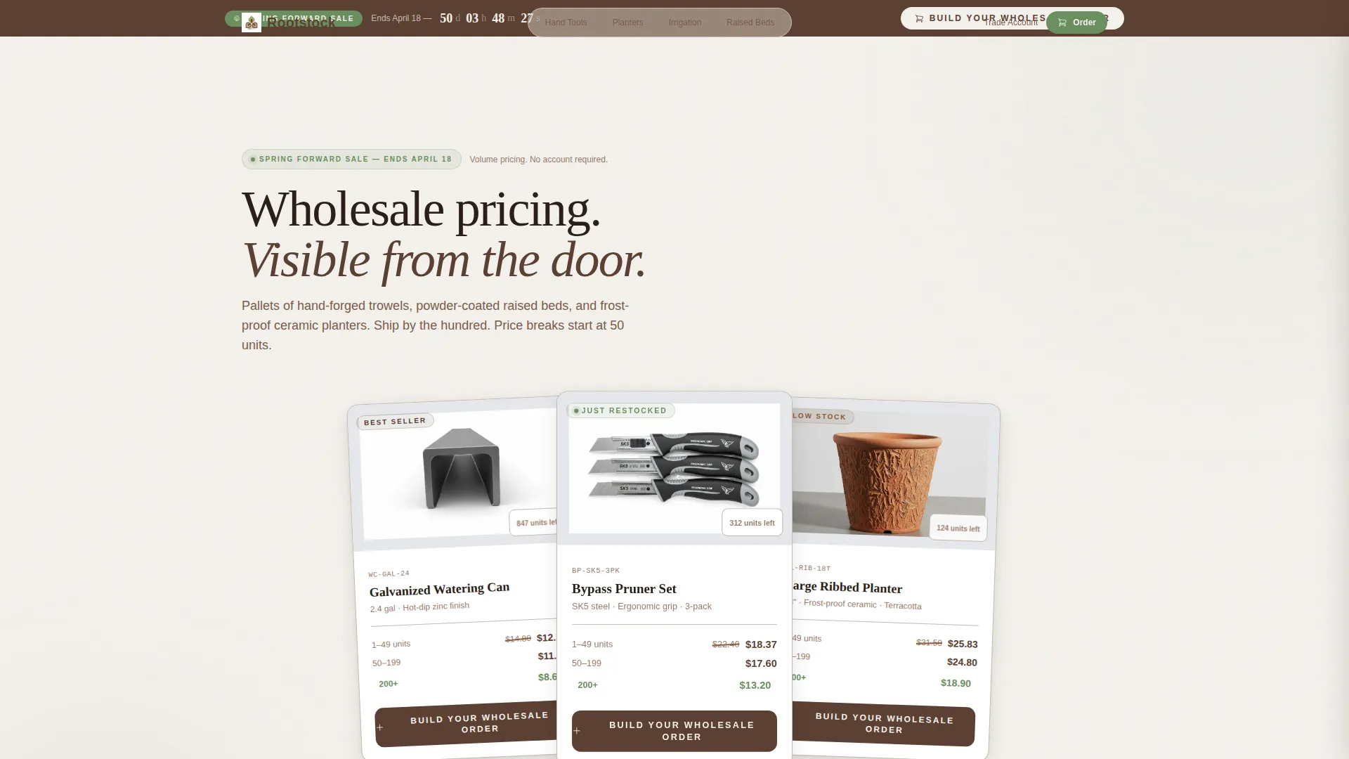 Garden Tools & Planters Store Pricing Website Template