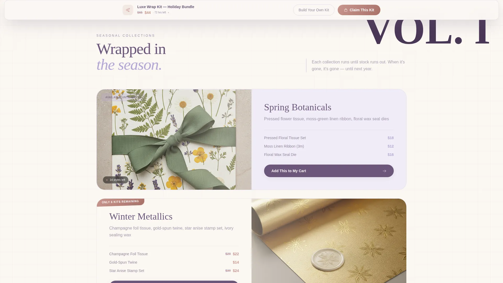 Gift Wrapping & Packaging Store Portfolio Website Template