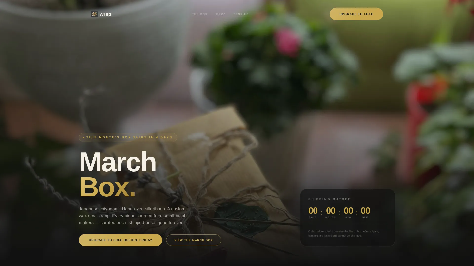 Luxury Gift Wrapping Subscription Box Landing Page