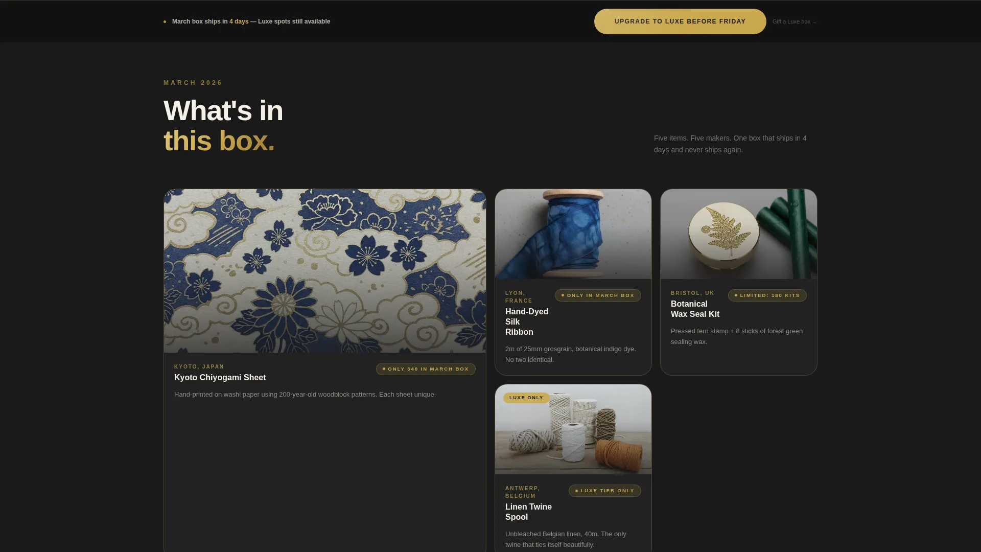 Luxury Gift Wrapping Subscription Box Landing Page