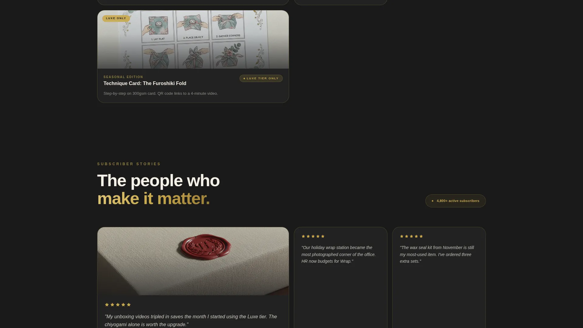 Luxury Gift Wrapping Subscription Box Landing Page