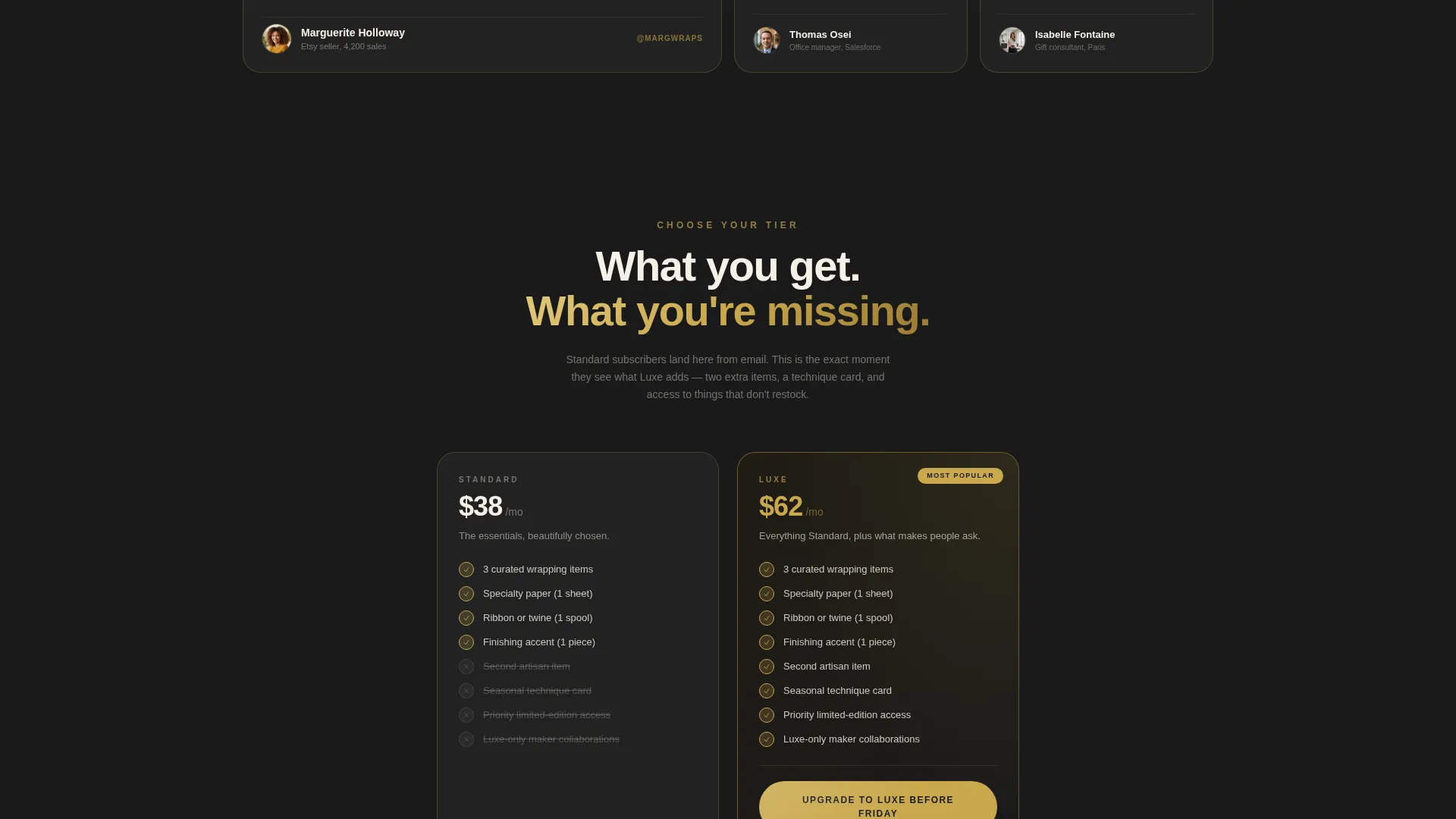 Luxury Gift Wrapping Subscription Box Landing Page