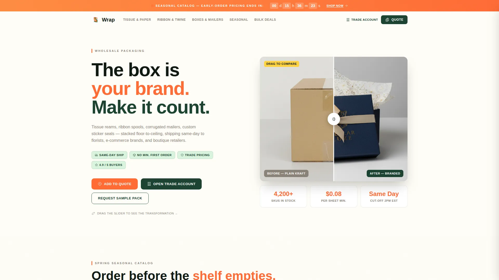Wholesale Packaging Gallery Landing Page Template