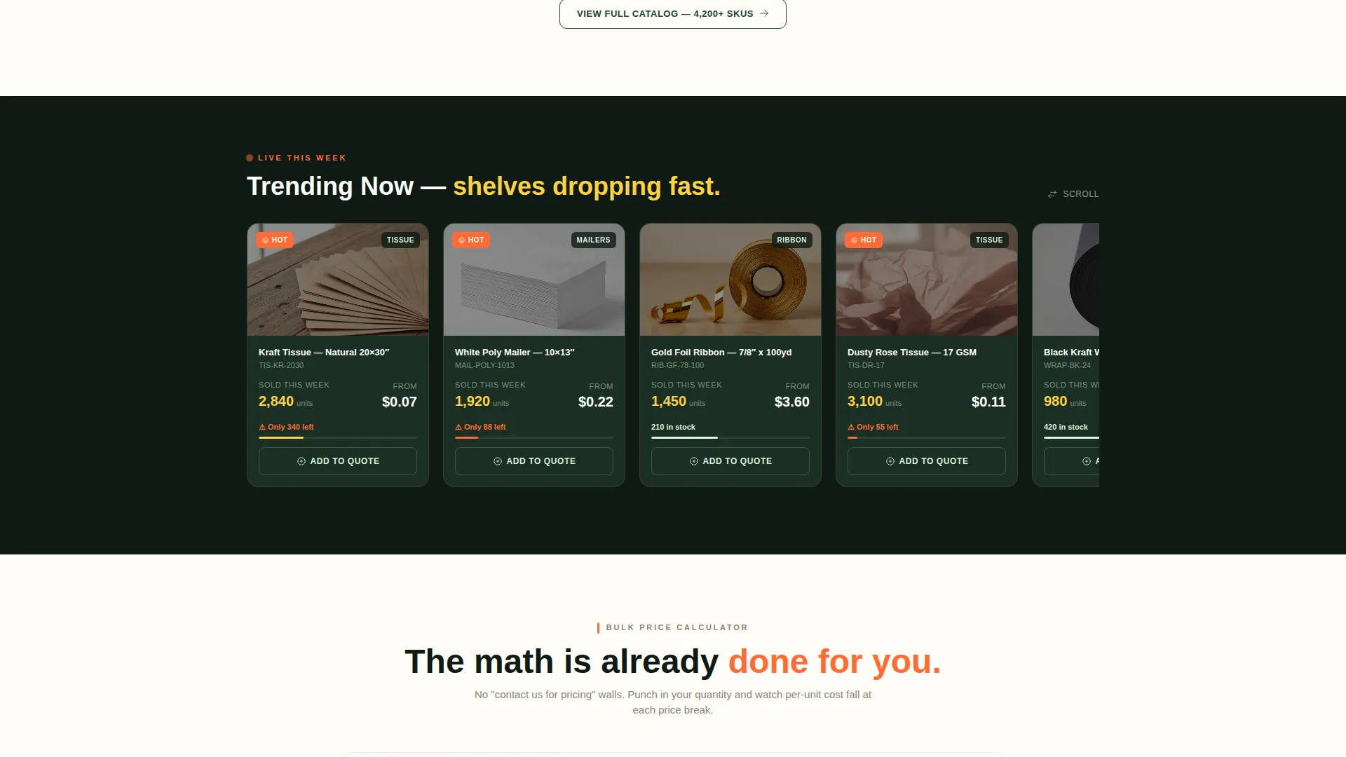 Wholesale Packaging Gallery Landing Page Template