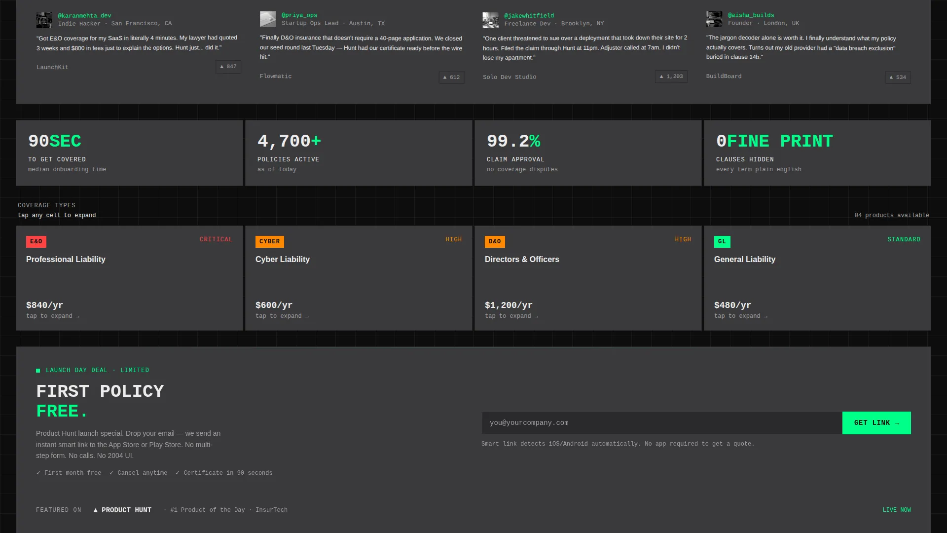 Bold Brutalist InsurTech Landing Page Template
