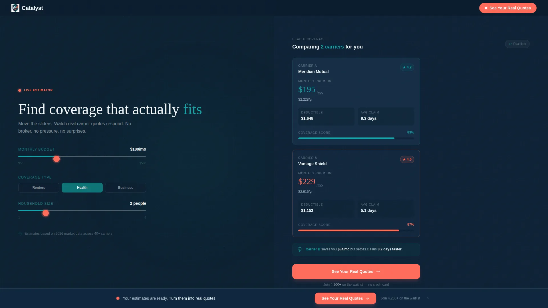 Insurtech Waitlist Landing Page Template