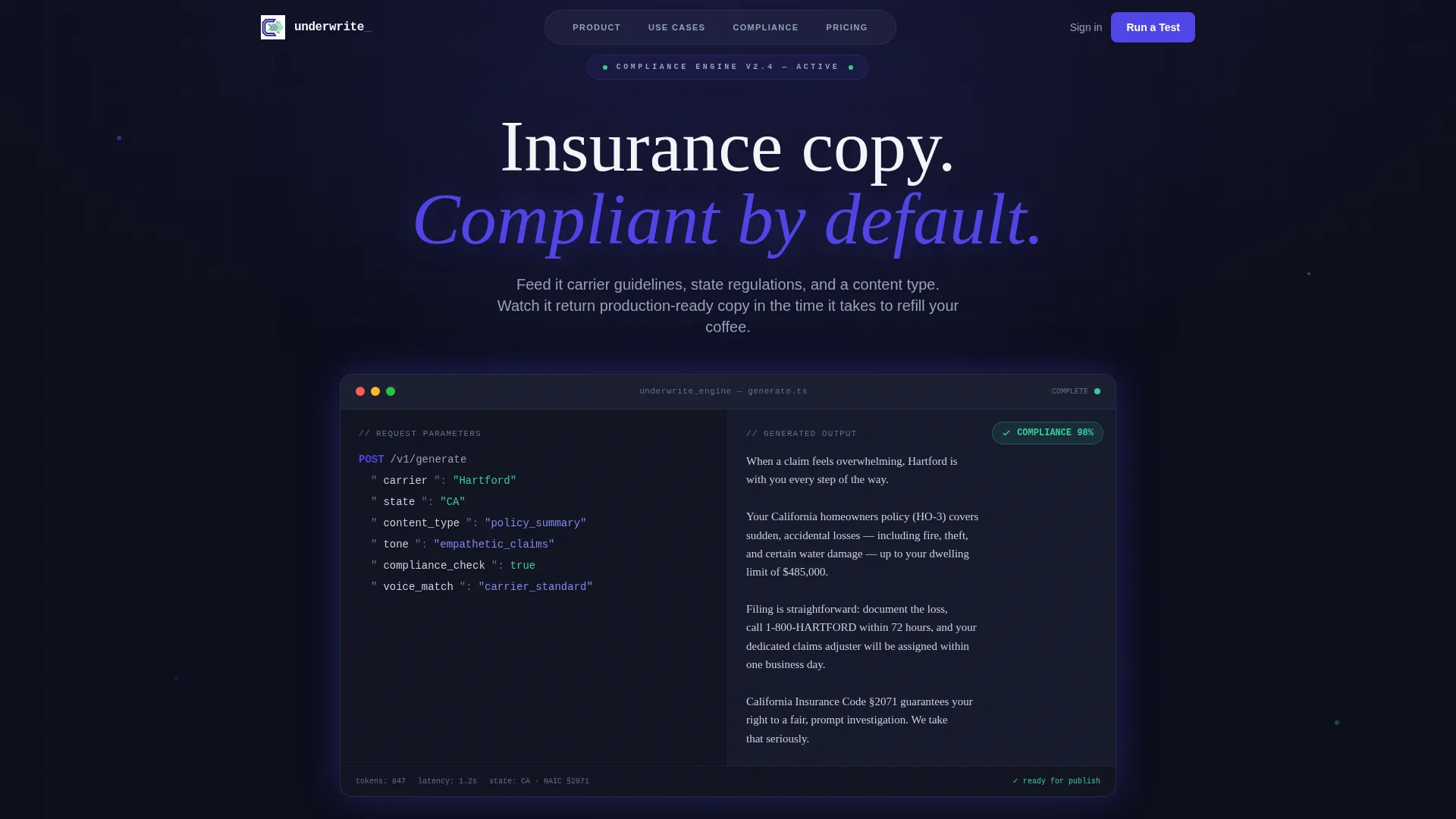 Insurance AI Content Writer Landing Page Template