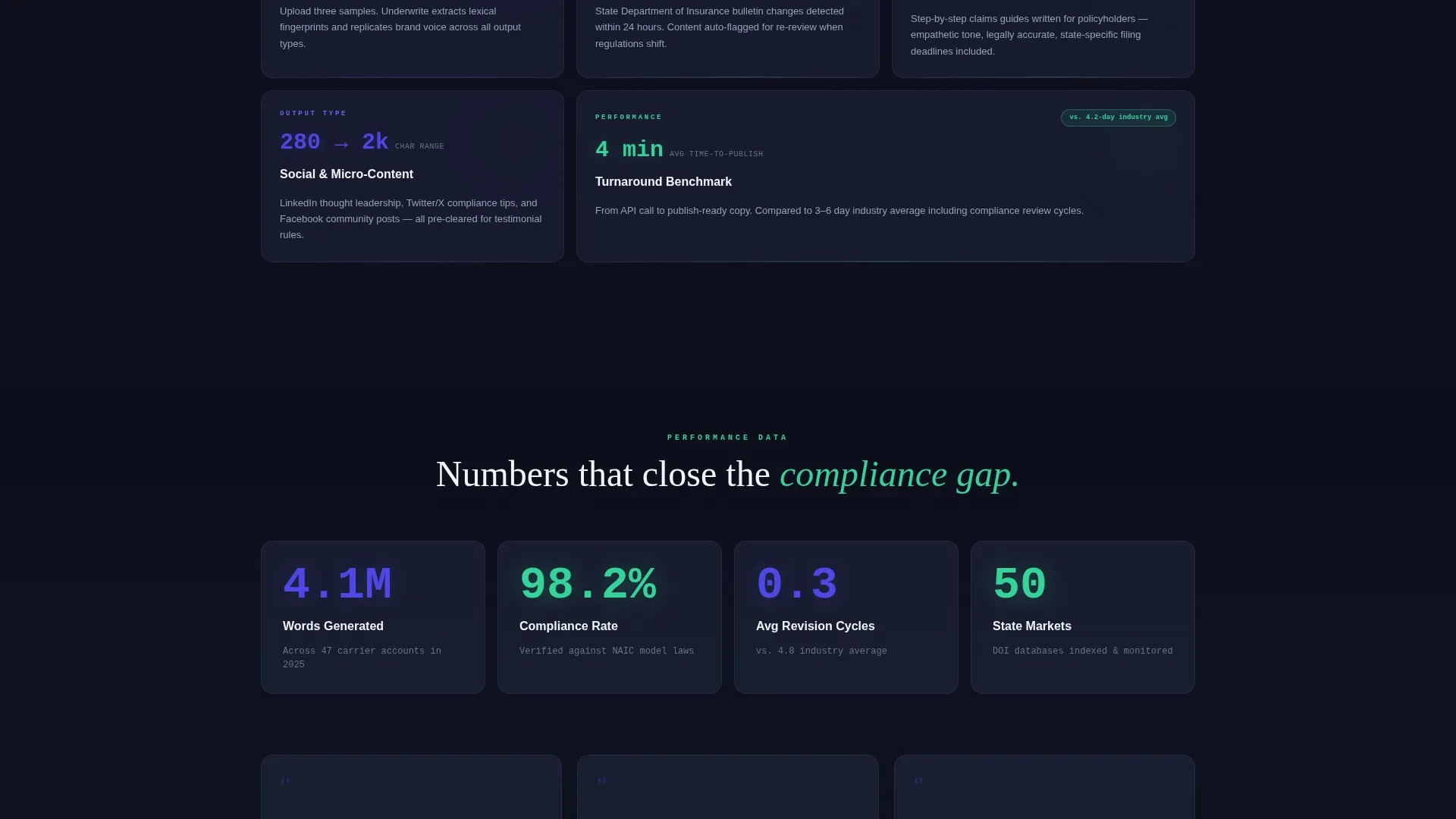 Insurance AI Content Writer Landing Page Template