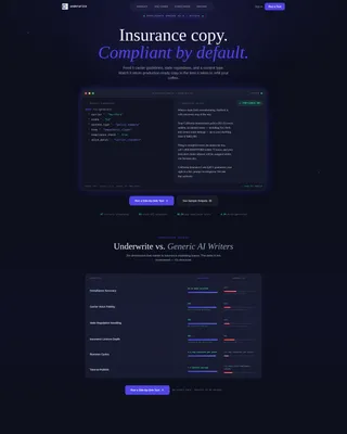Insurance AI Content Writer Landing Page Template