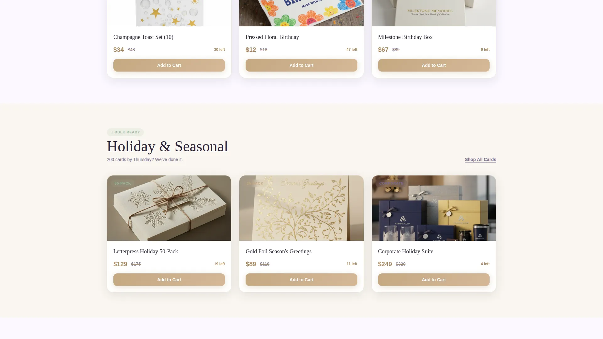 Greeting Cards & Invitations Store Professional Website Template