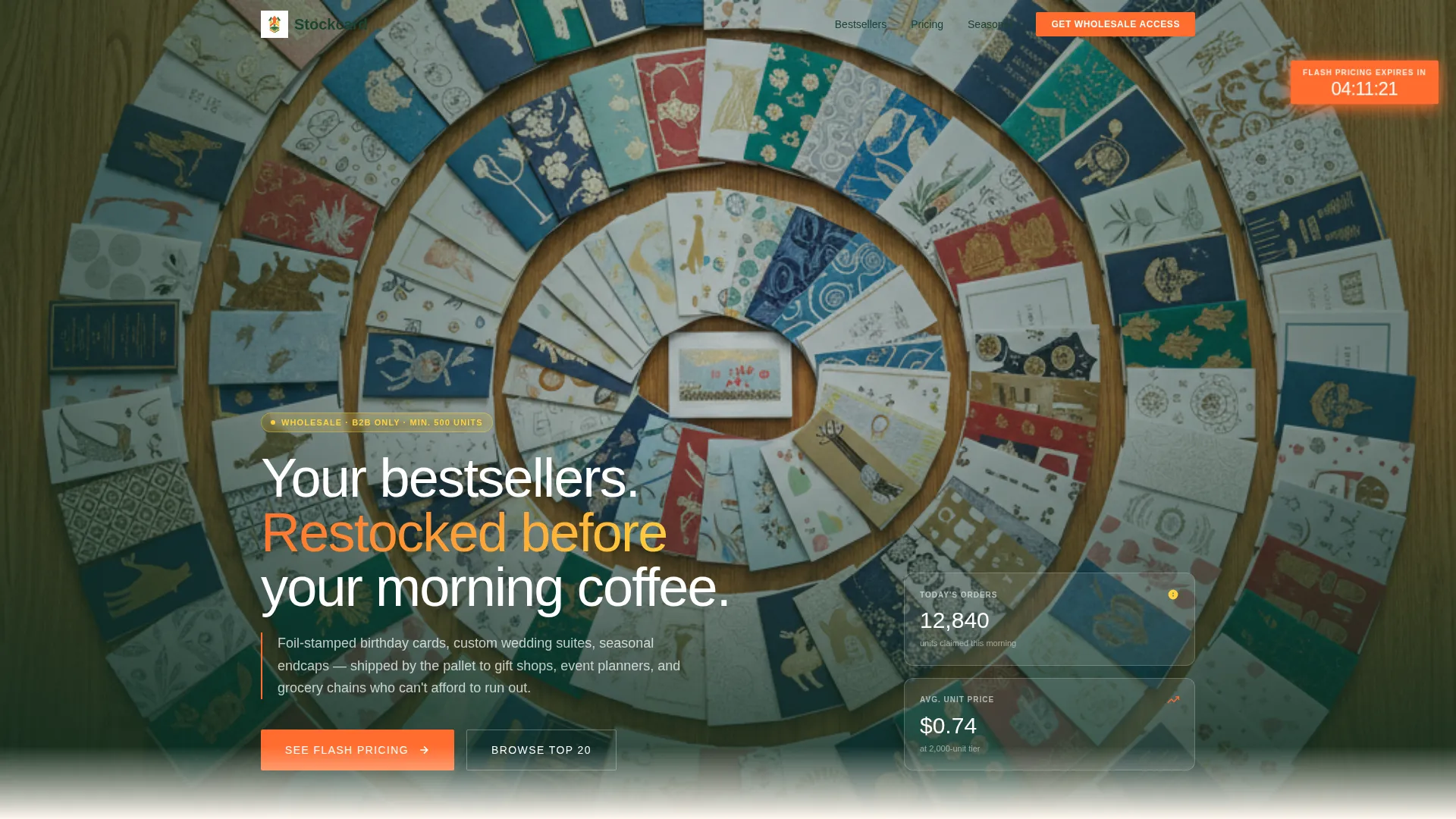 Wholesale Greeting Cards Landing Page Template