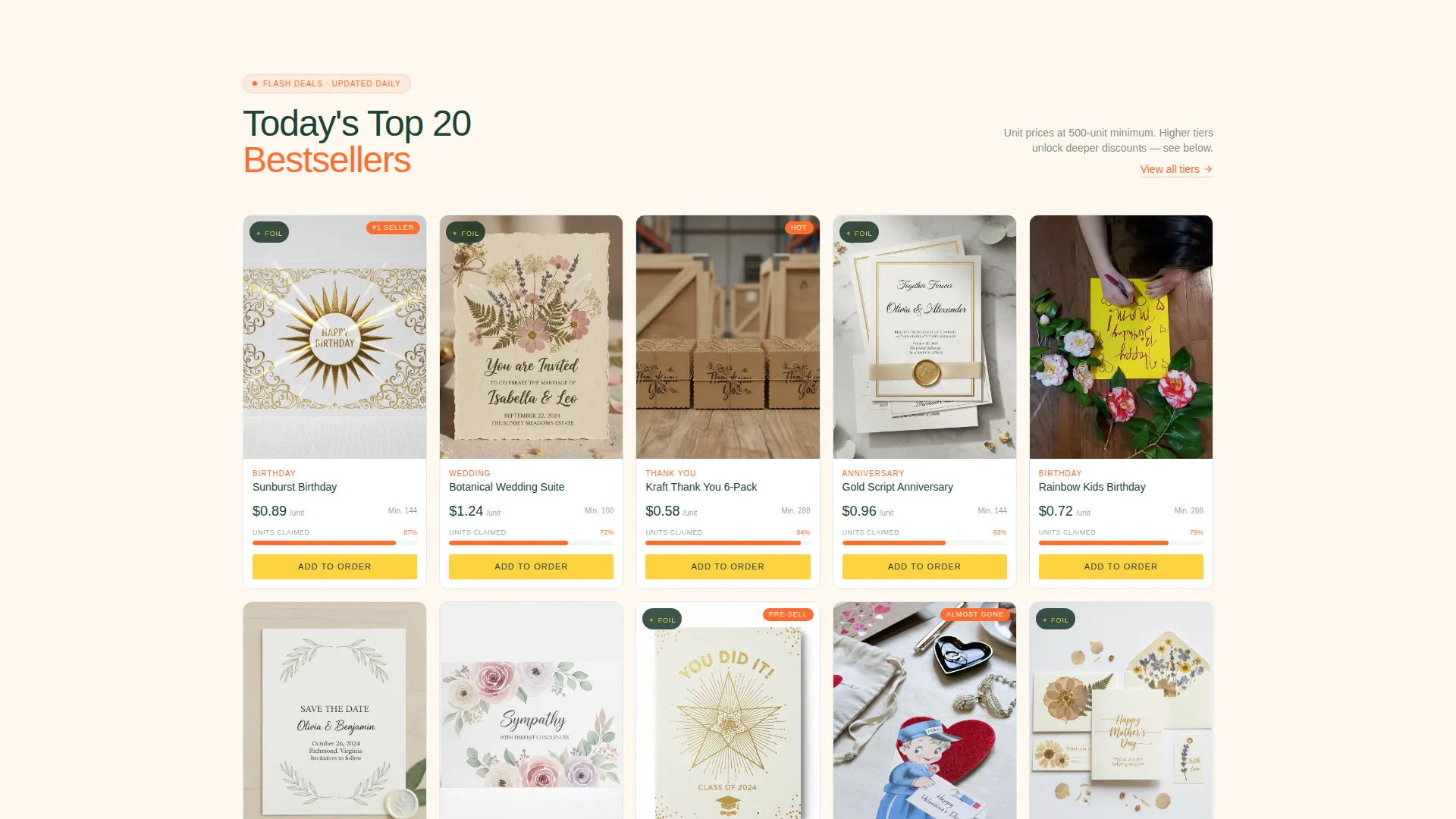 Wholesale Greeting Cards Landing Page Template