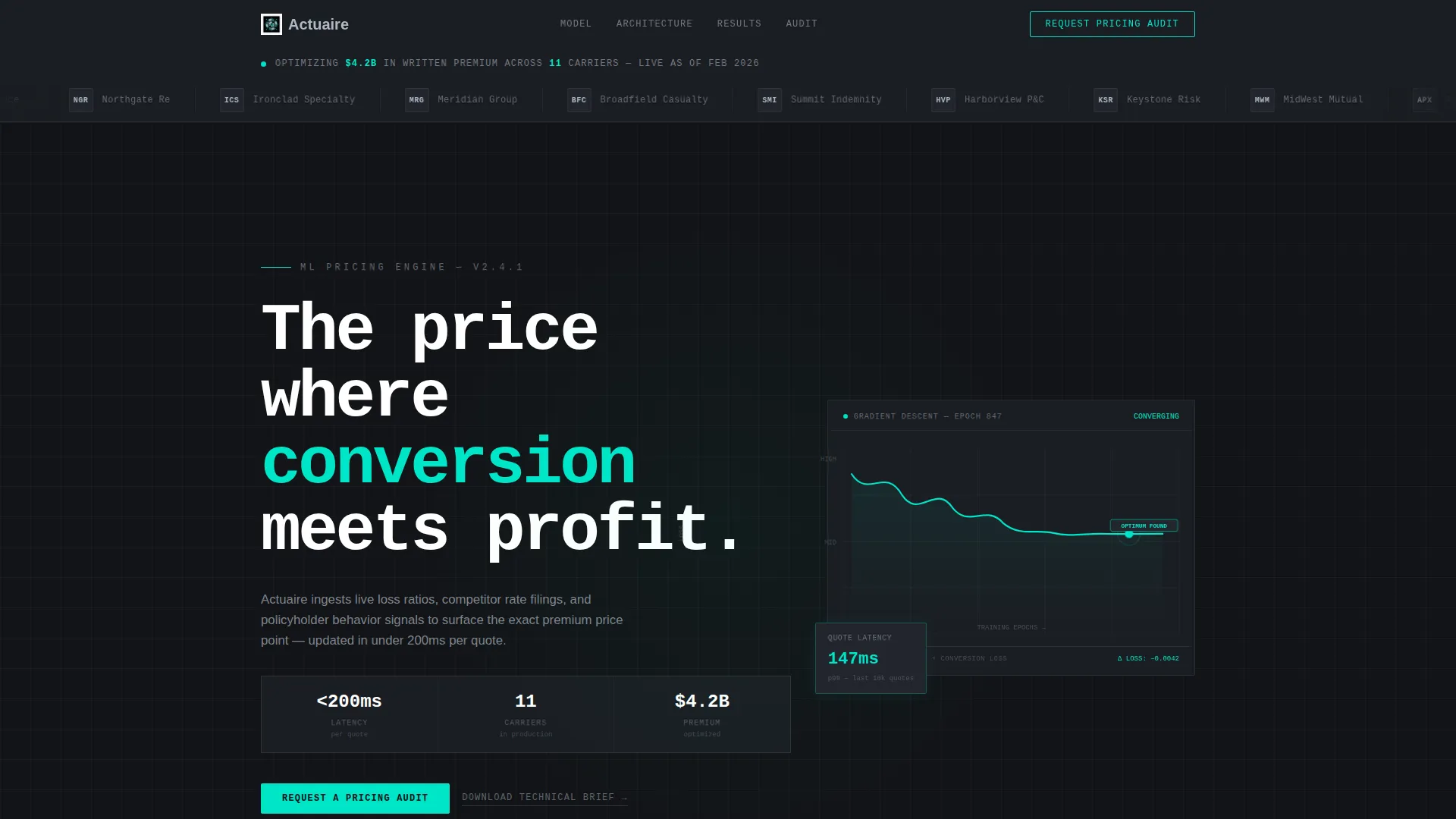 Insurance AI Price Optimization Landing Page