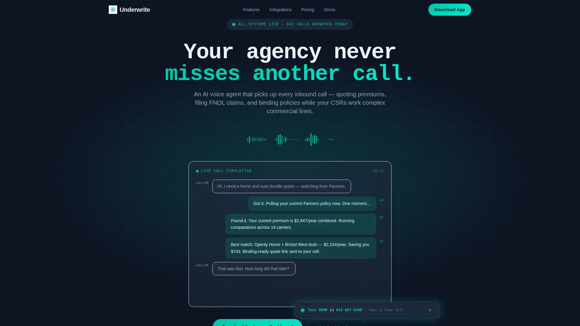 Insurance AI Voice Agent Landing Page Template