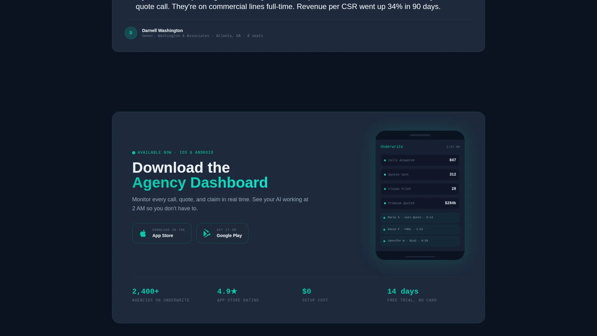 Insurance AI Voice Agent Landing Page Template