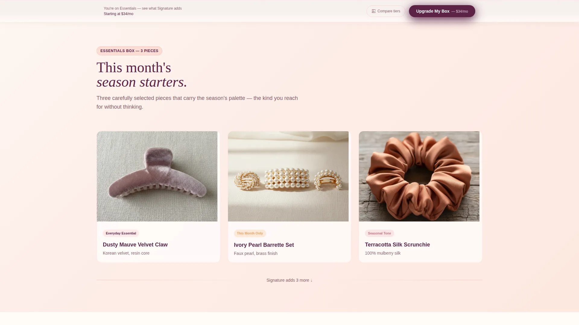 Hair Accessories Subscription Box Landing Page Template