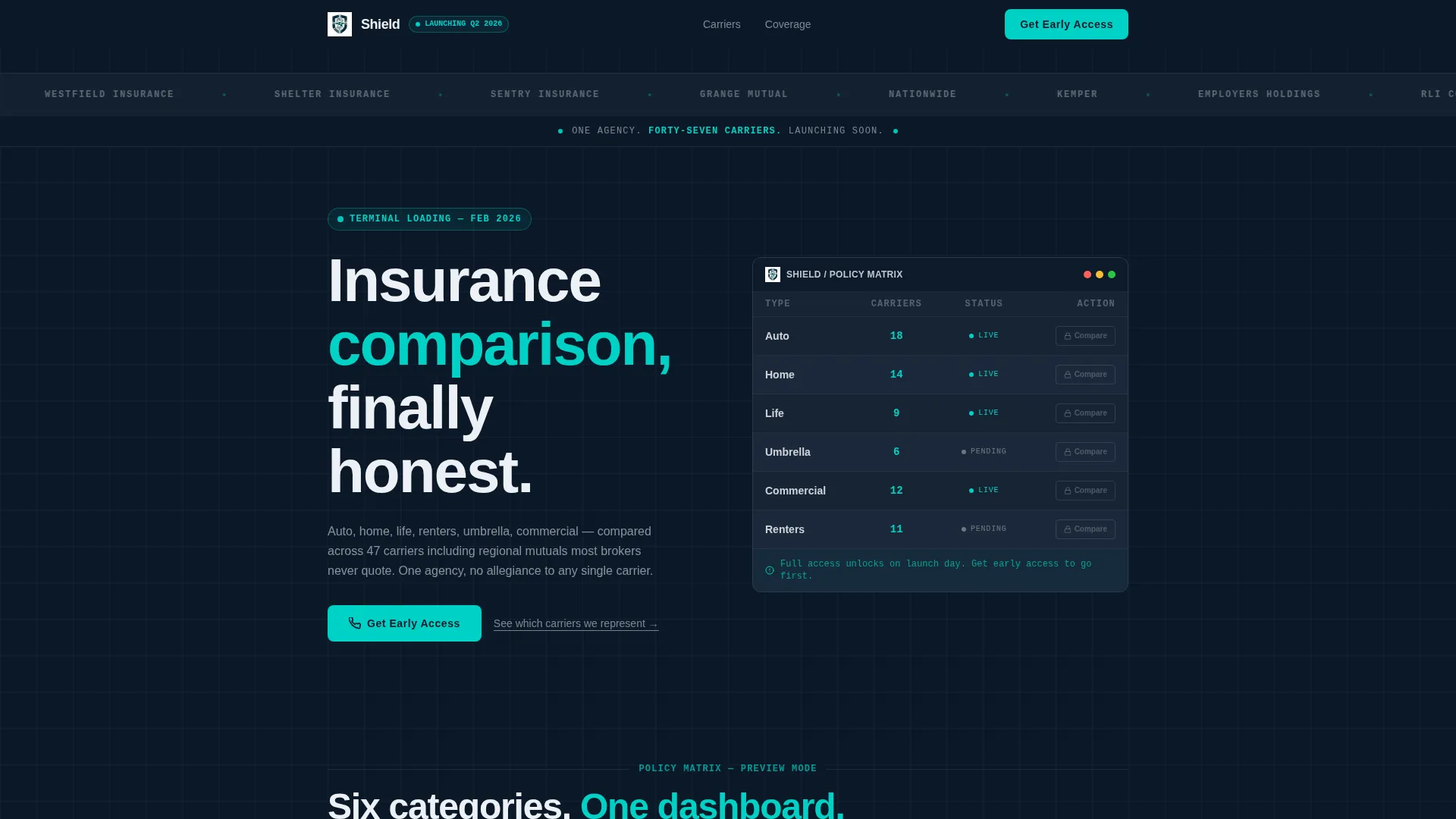 Insurance Comparison Platform Pre-Launch Website Template