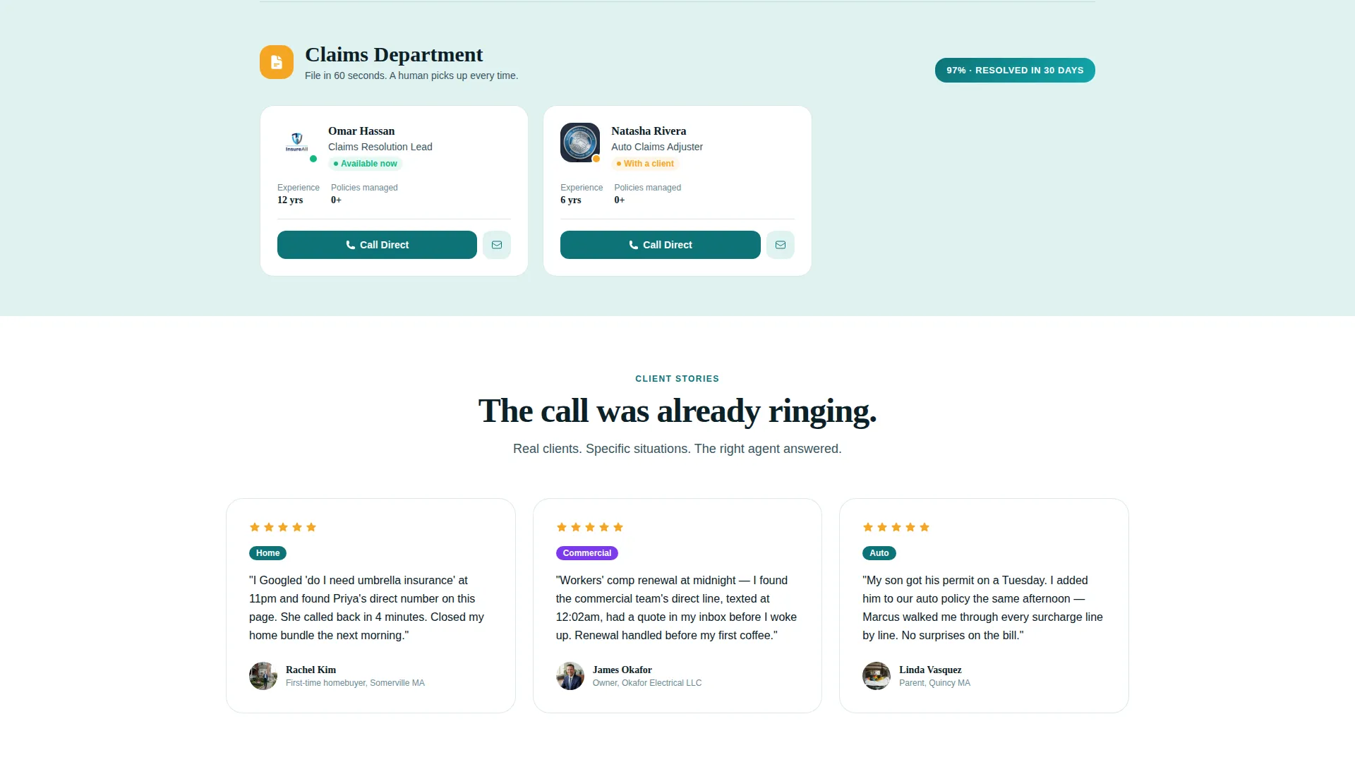 Insurance Agency Multi-Department Agent Finder Website Template