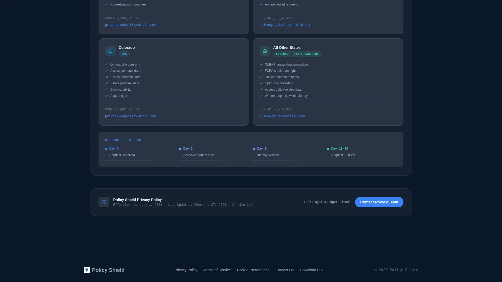 Insurance Agency Privacy Policy & Data Practices Website Template