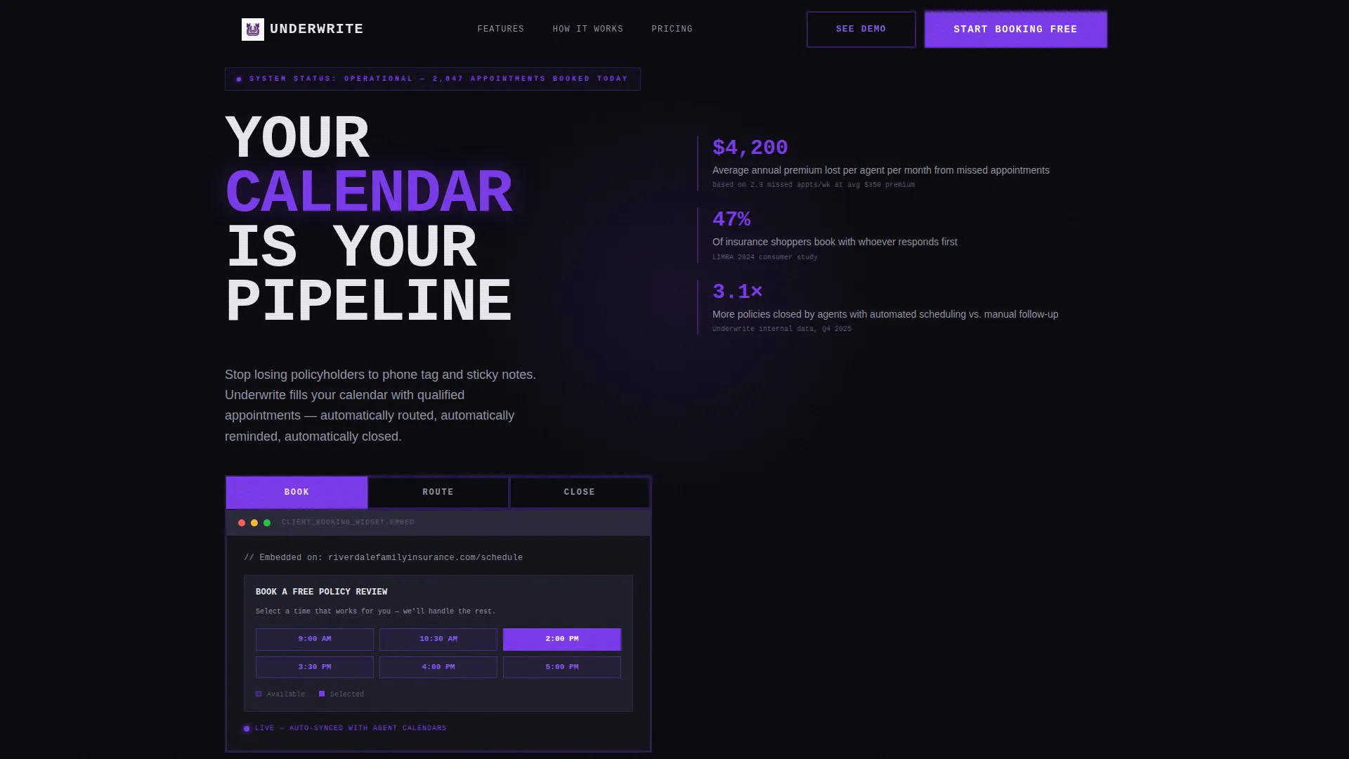 Insurance Booking & Scheduling Landing Page