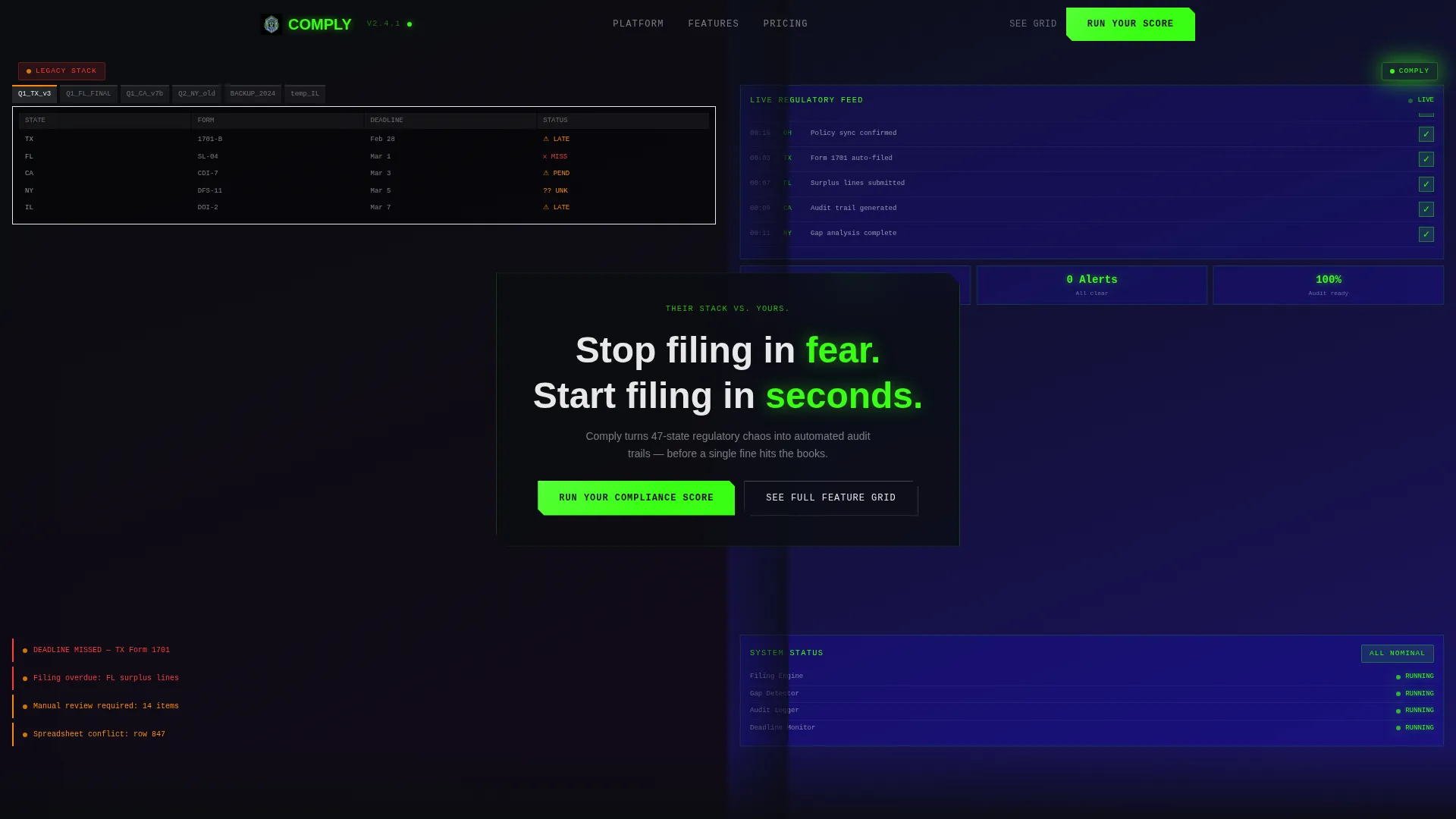 Intelligent Regulatory Landing Page Template