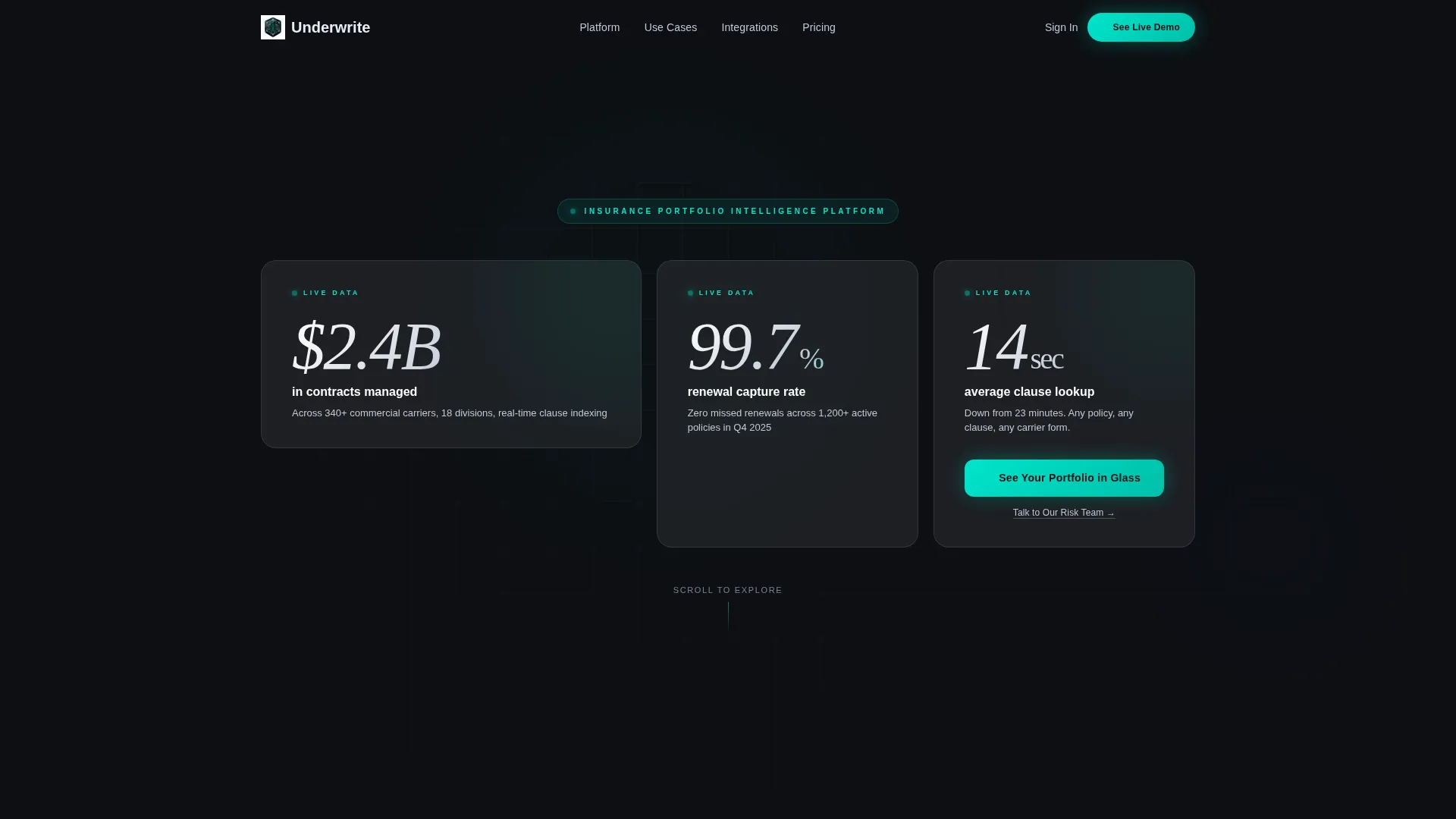 Insurance Contract Management Landing Page