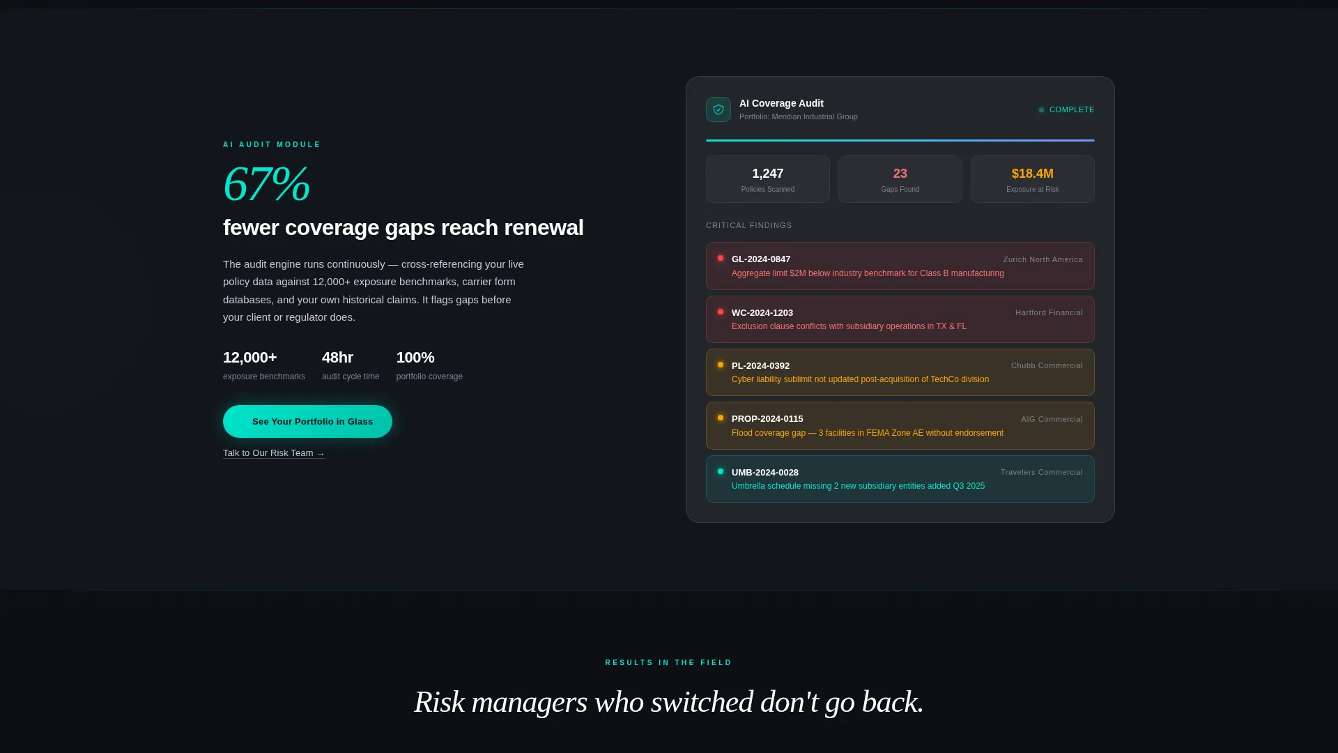 Insurance Contract Management Landing Page