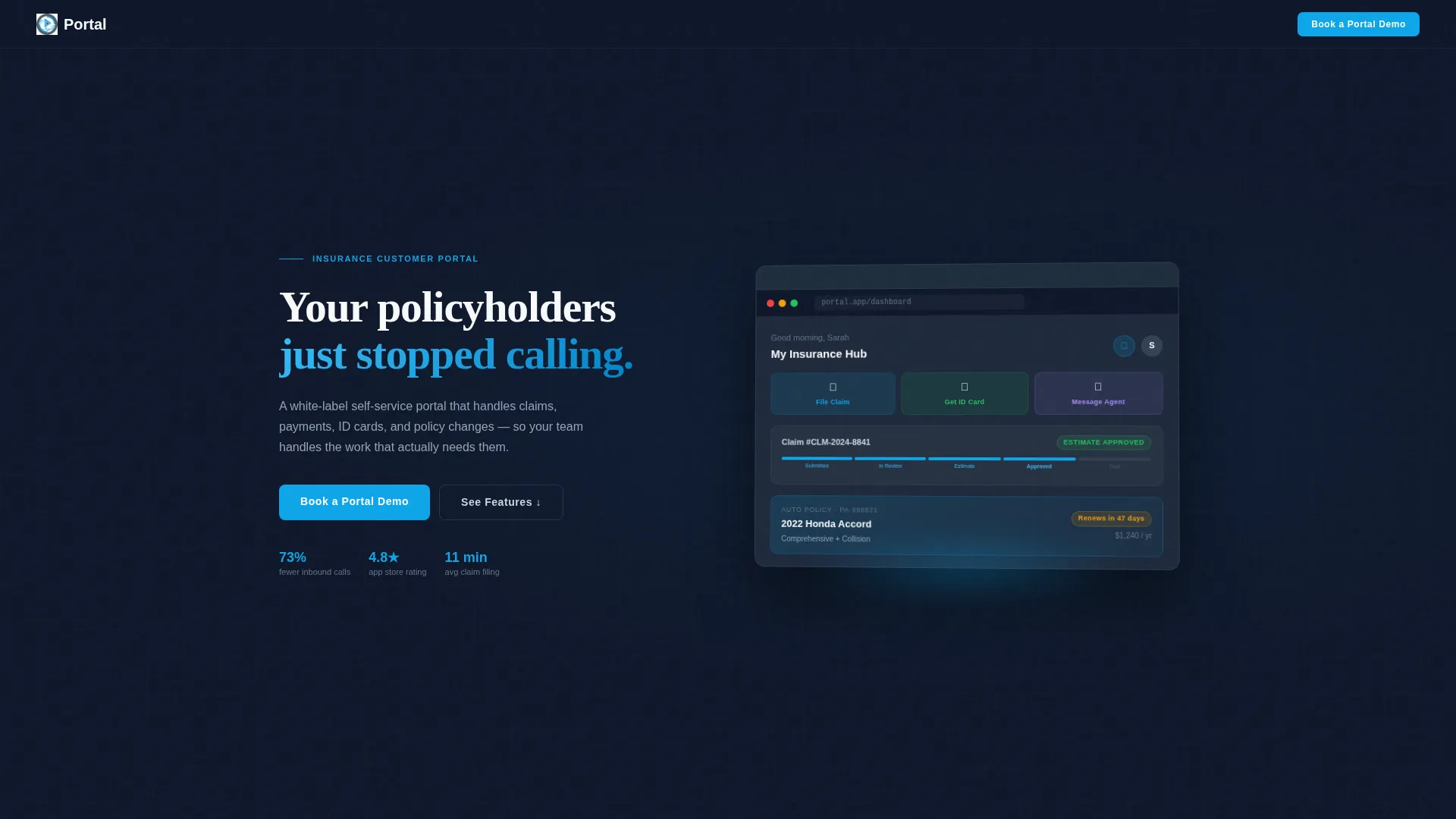 Insurance Customer Portal Landing Page Template