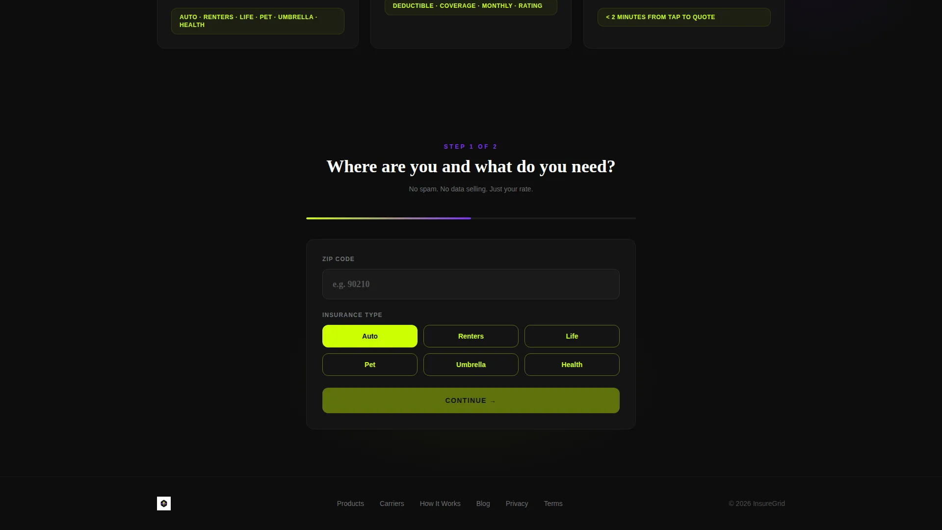 Instant Insurance Comparison Landing Page Template