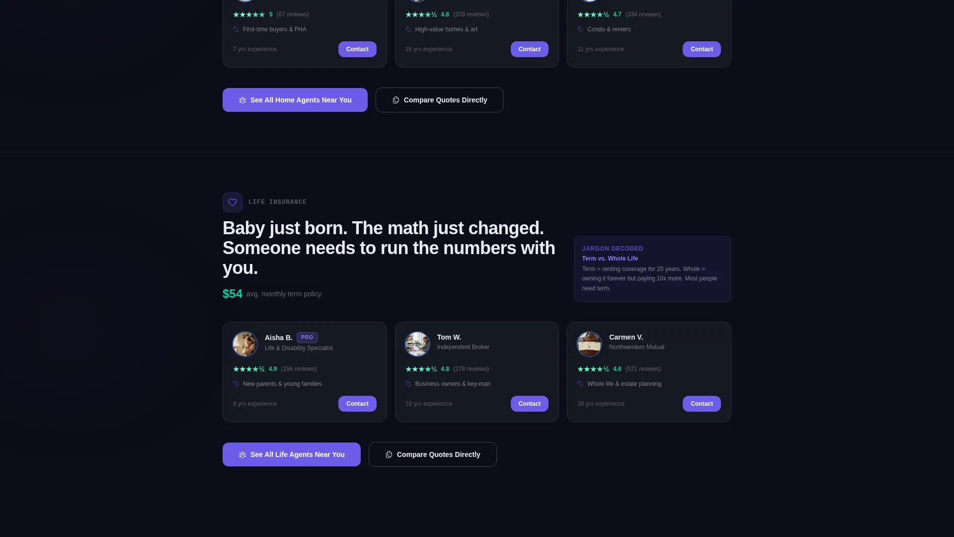 Glassmorphic Insurance Directory Landing Page
