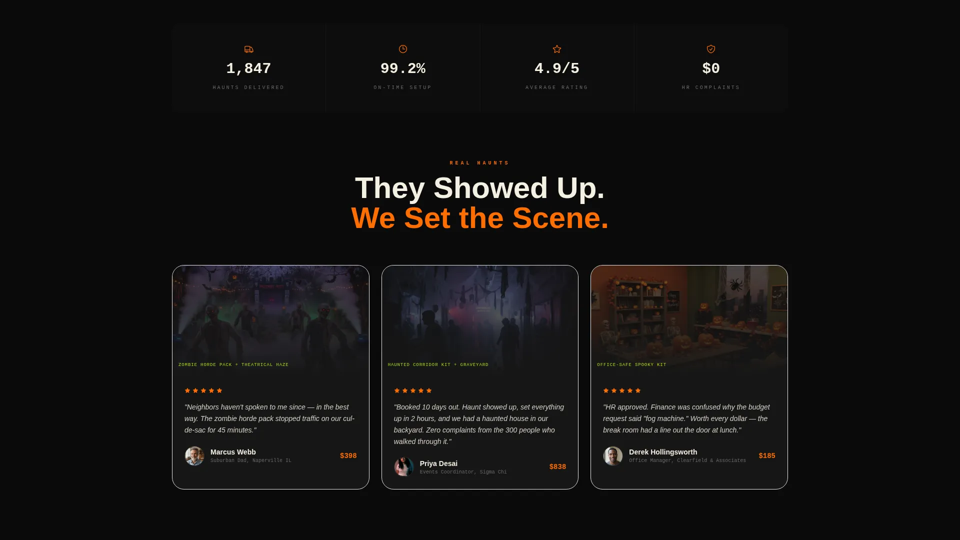 Halloween Business Cost Calculator Website Template