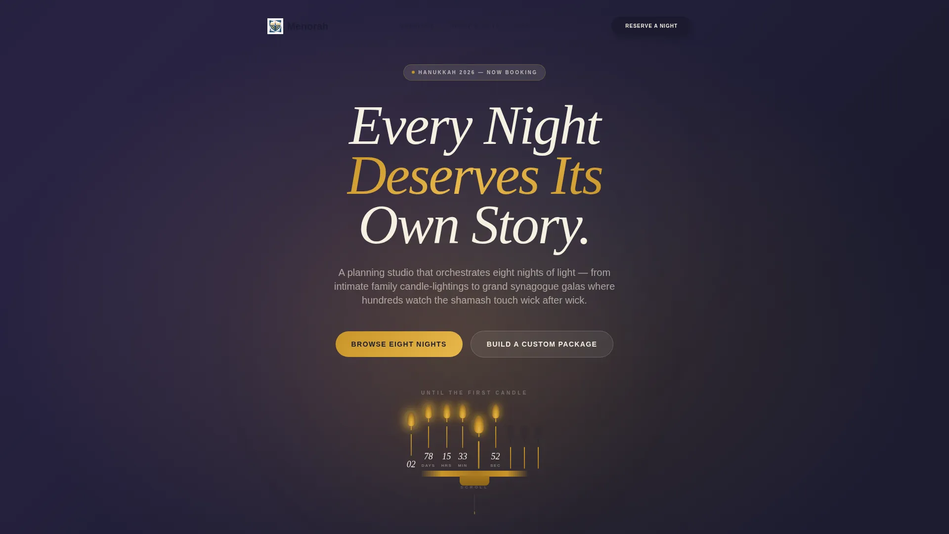 Hanukkah Event Planning Landing Page Template