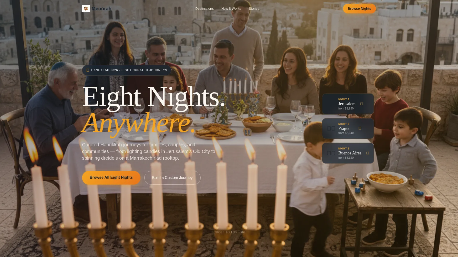 Hanukkah Travel Landing Page Template