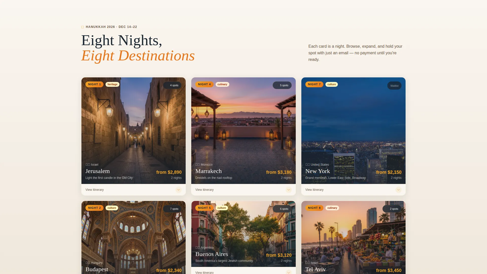 Hanukkah Travel Landing Page Template