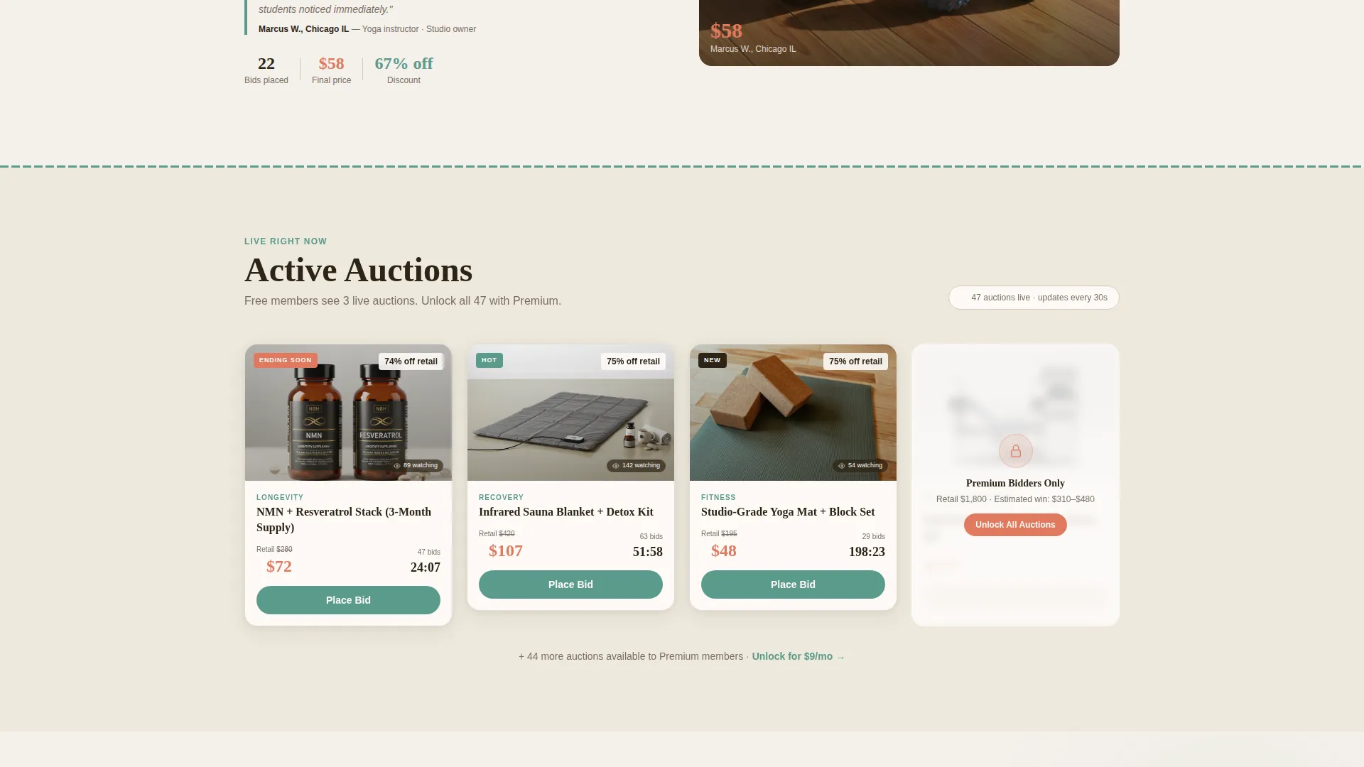 Health & Wellness Auction Landing Page Template