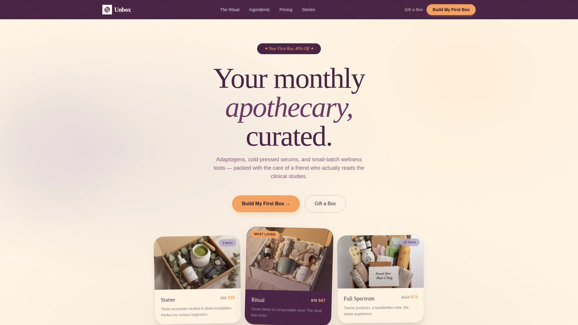 Wellness Subscription Box Landing Page Template