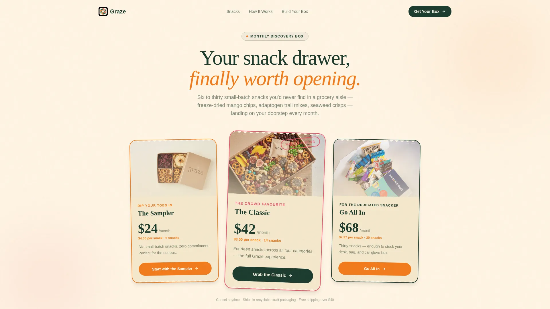 Subscription Box Pricing Website Template
