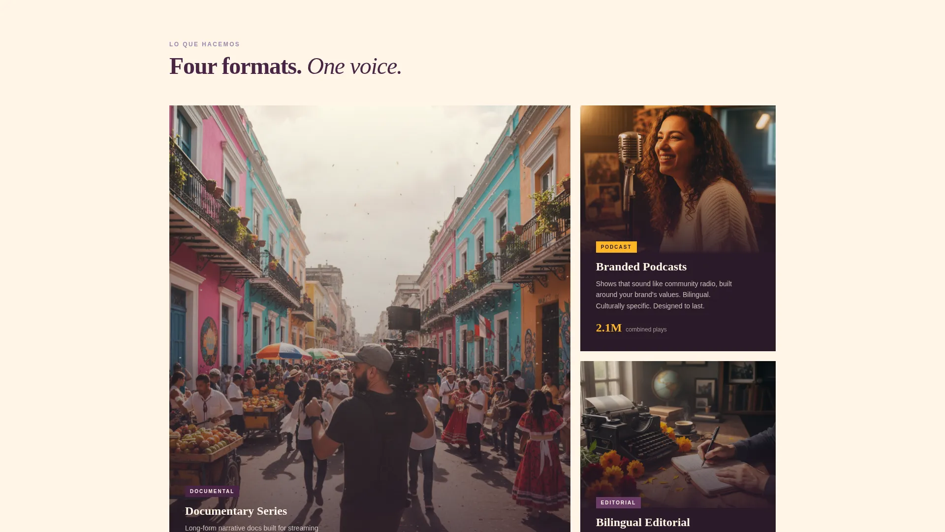 Latino Media Landing Page Template | Neo-Retro Design