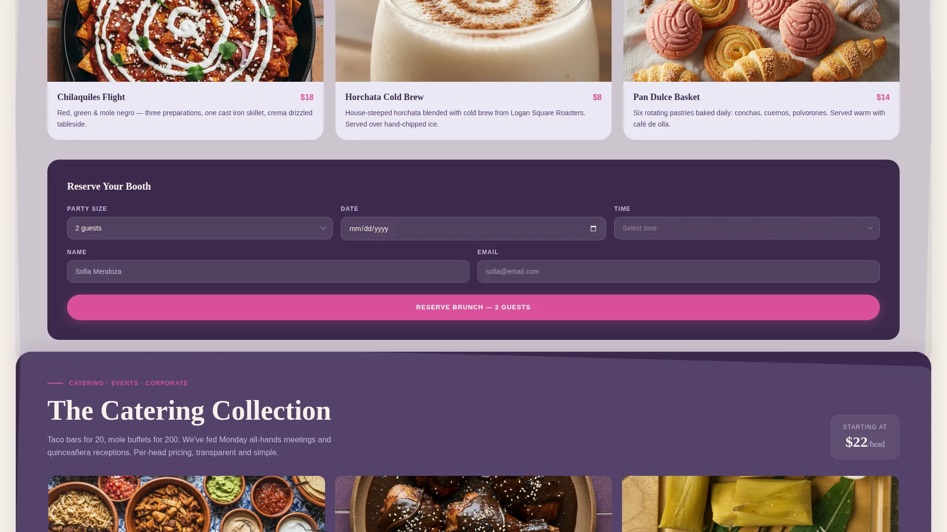 Vibrant Restaurant Landing Page Template