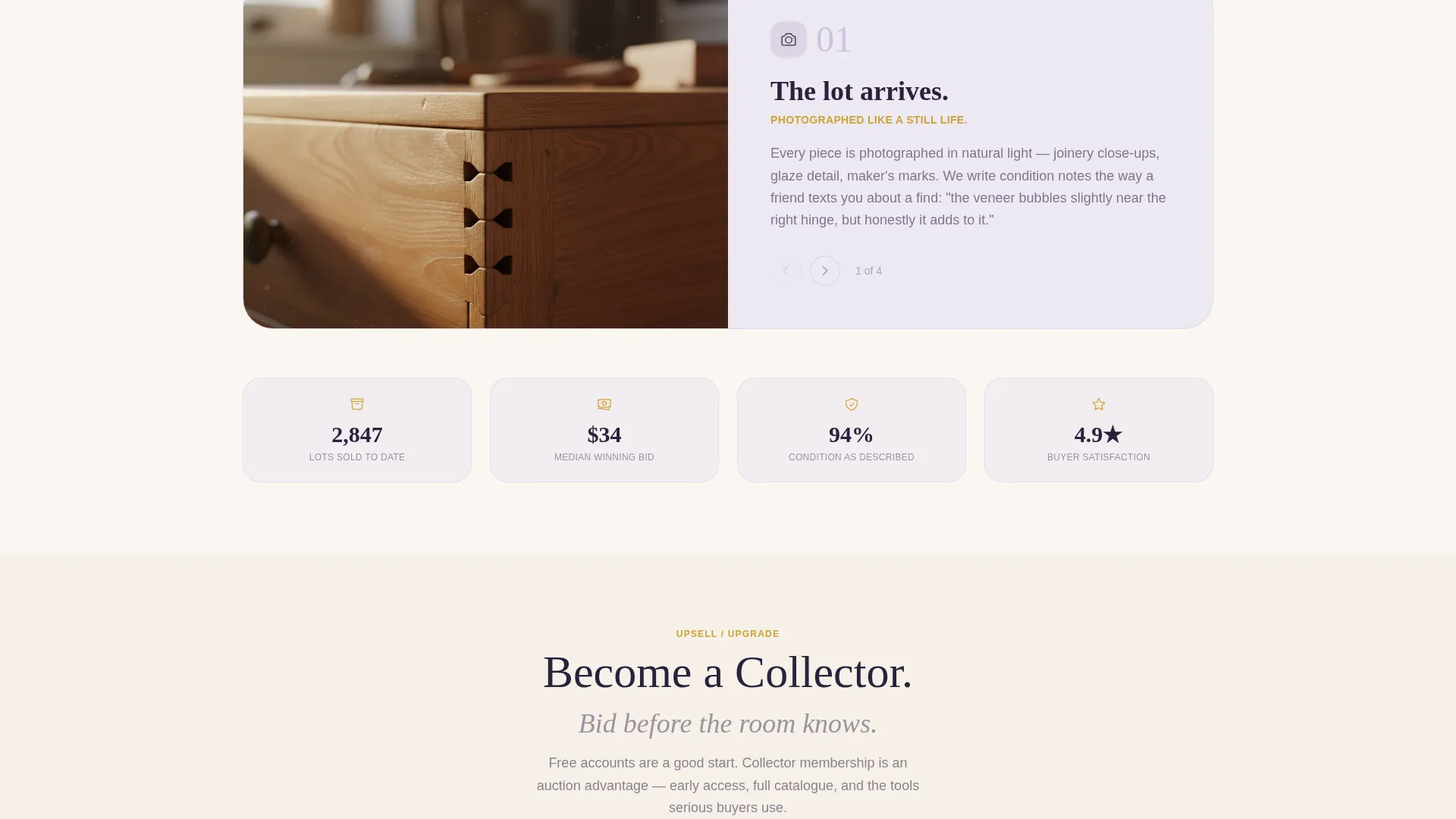 Curated Home & Garden Auction Landing Page Template